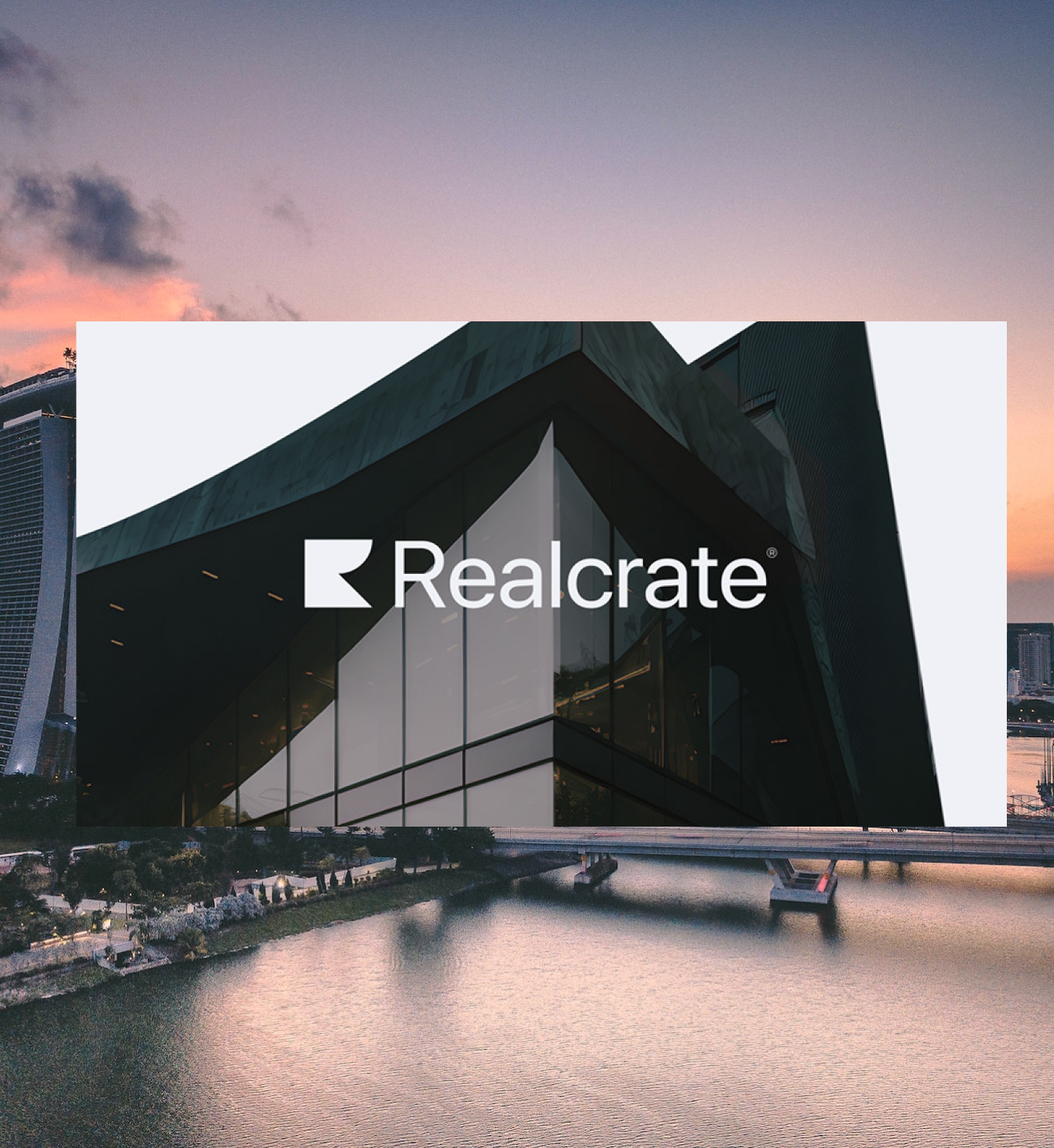 Realcrate identity presented over Singapore architecture