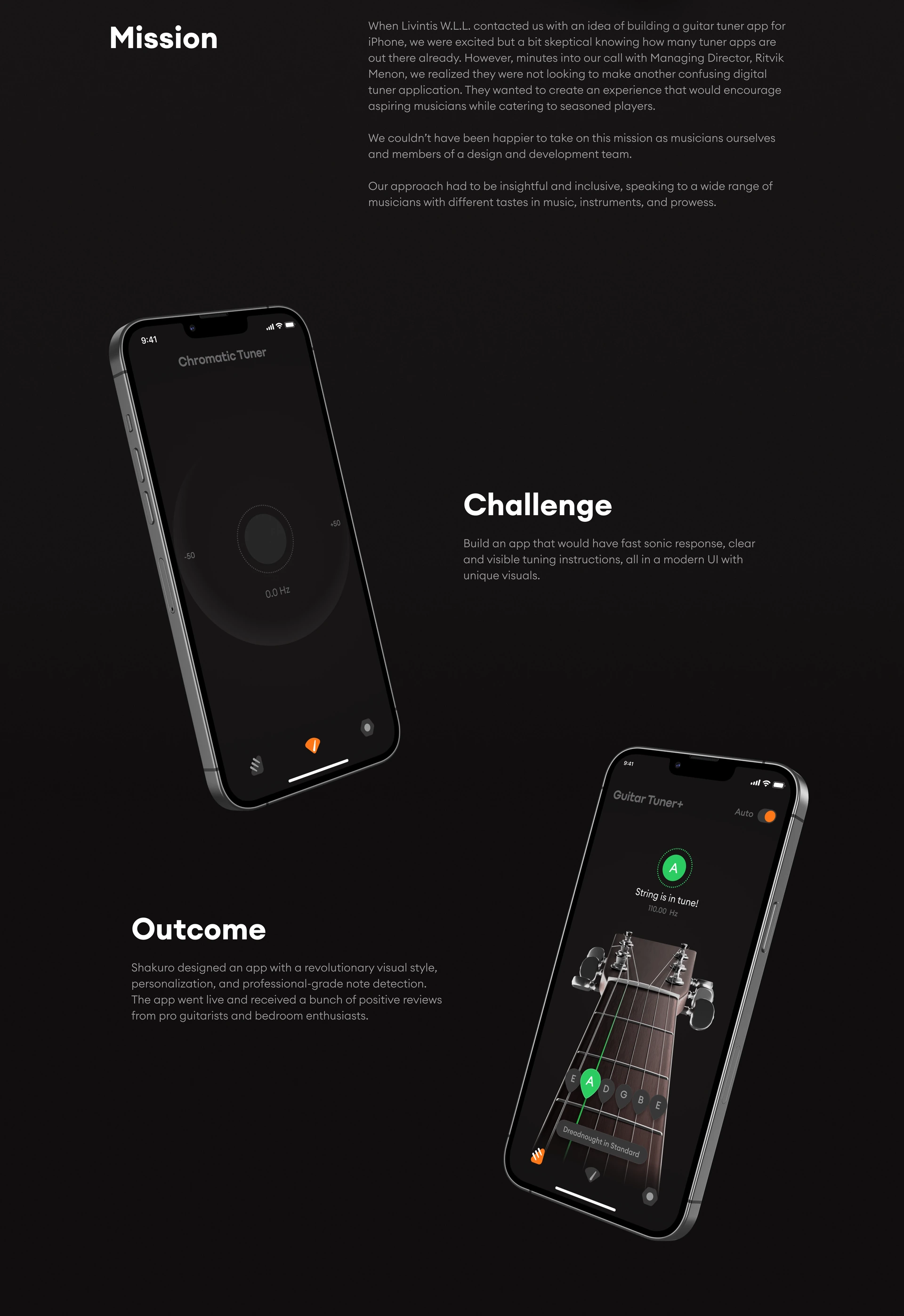 Guitar Tuner+ — design presentation, frame 2