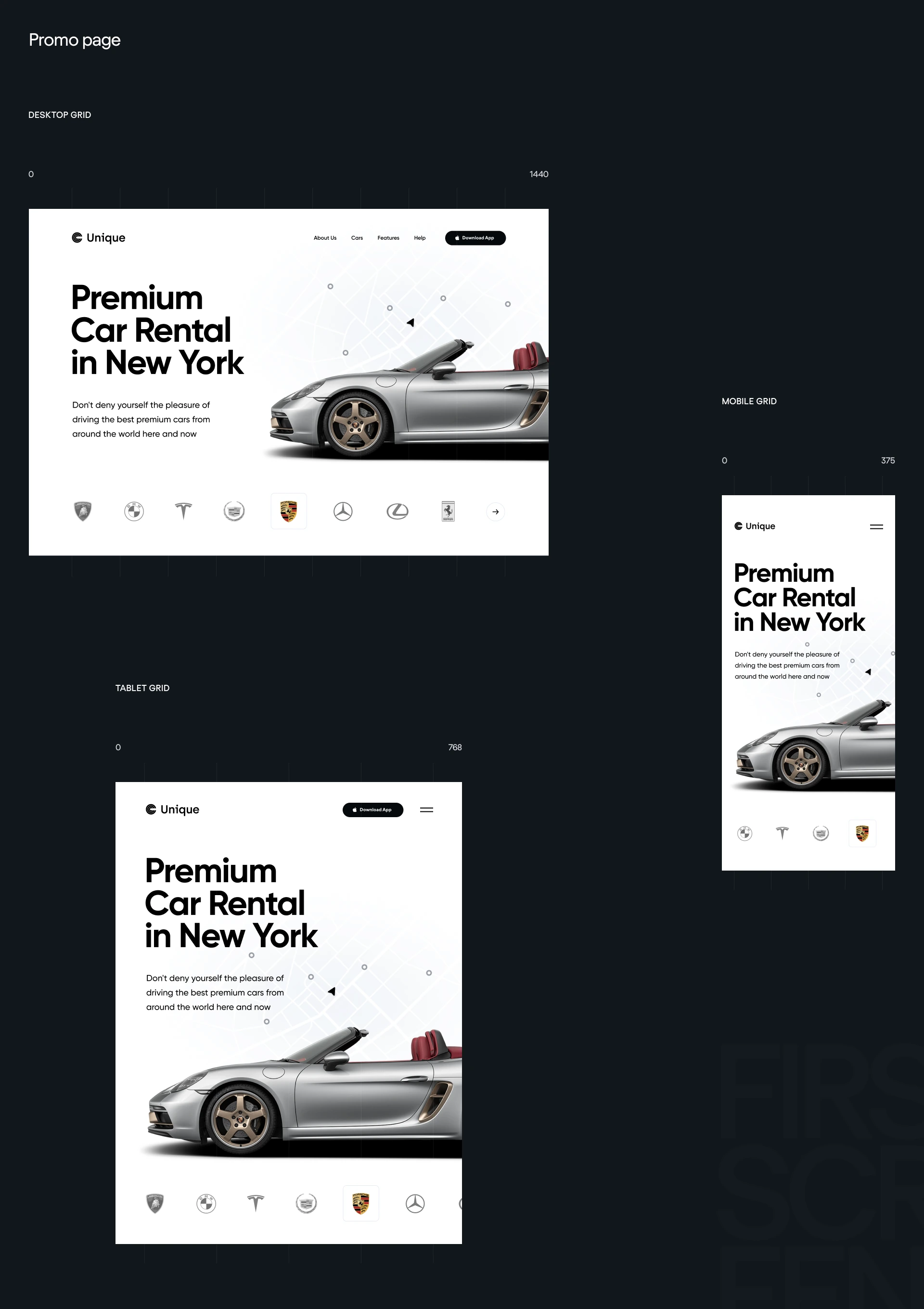Unique — design presentation, frame 3